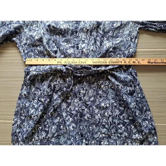 Lauren Ralph Lauren Linen Floral Shirtdress Tie Waist Blue Plus Size 14 Women's - Picture 11 of 12